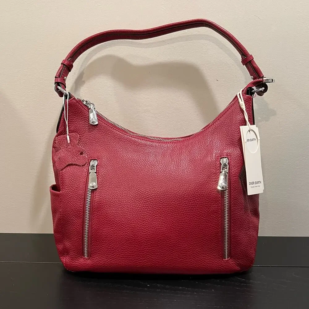 NWT Over Earth Leather Shoulder Hobo Bag Purse